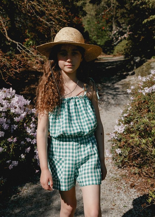 Kids Petits Vilains Monique Bubble Top - Green Gingham Kids Petits Vilains Monique Bubble Top - Green Gingham