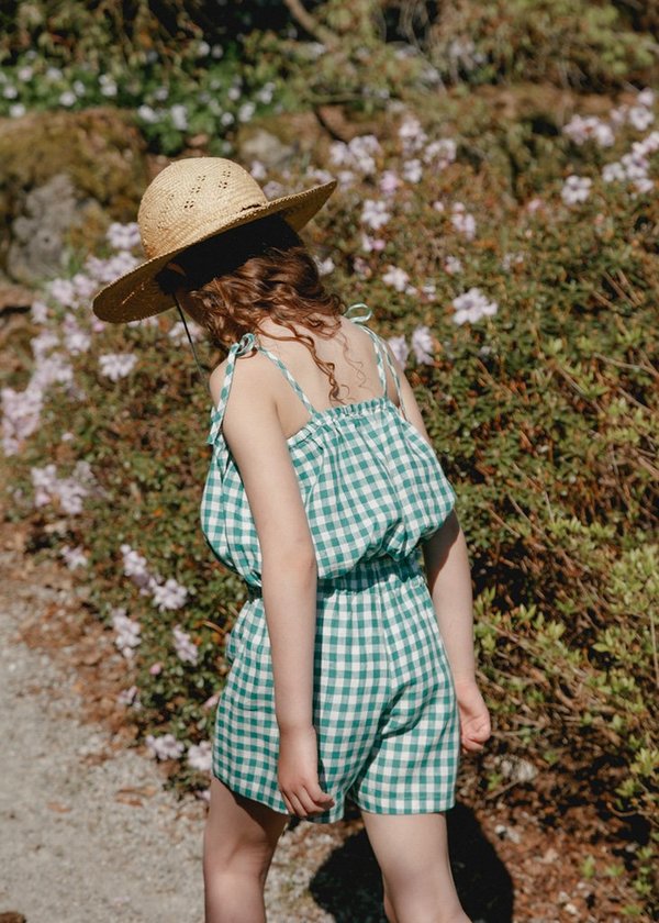 Kids Petits Vilains Monique Bubble Top - Green Gingham Kids Petits Vilains Monique Bubble Top - Green Gingham