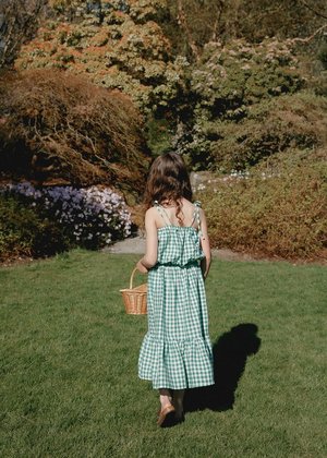 Kids Petits Vilains Monique Bubble Top - Green Gingham Kids Petits Vilains Monique Bubble Top - Green Gingham