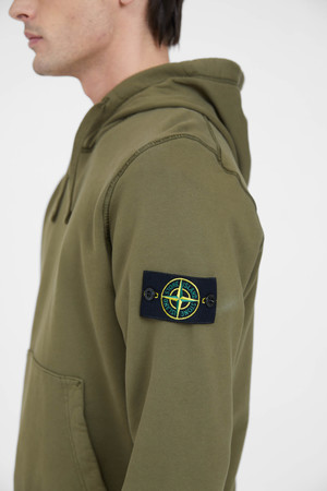 Stone Island Cotton Fleece Garment Dyed Hooded Sweatshirt - Olive Stone Island Cotton Fleece Garment Dyed Hooded Sweatshirt - Olive