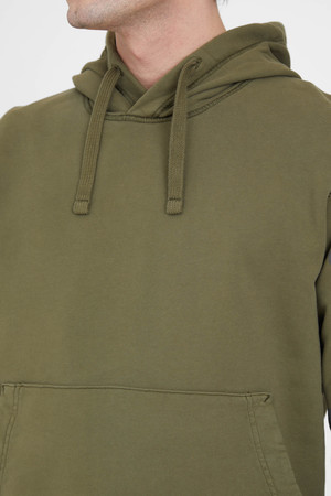 Stone Island Cotton Fleece Garment Dyed Hooded Sweatshirt - Olive Stone Island Cotton Fleece Garment Dyed Hooded Sweatshirt - Olive