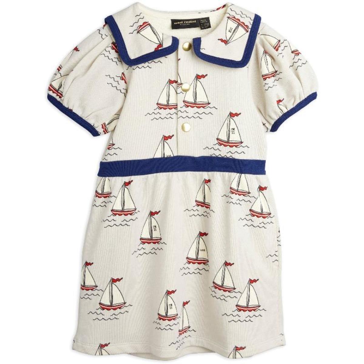 Kids mini rodini sailing boats allover sweatdress - light blue | Garmentory