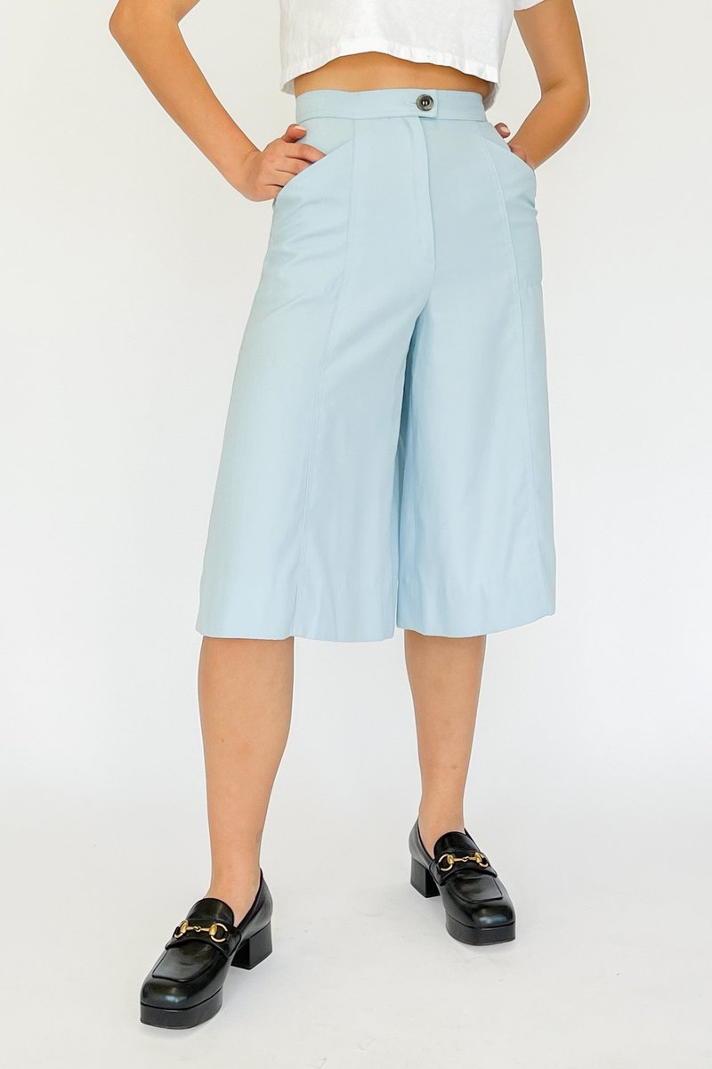 Vintage High Rise Culottes pants - Baby Blue