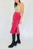 Vintage Suede Crochet Skirt - Cerise - Thumbnail 4
