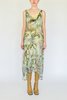 Vintage Collage Print Silk Layered Dress - Thumbnail 2