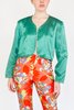 Vintage Satin Cropped Open Jacket - Emerald - Thumbnail 2