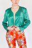 Vintage Satin Cropped Open Jacket - Emerald - Thumbnail 3