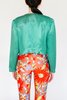 Vintage Satin Cropped Open Jacket - Emerald - Thumbnail 4