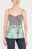 Vintage Flower Print Silk Wrap Tank - Thumbnail 2