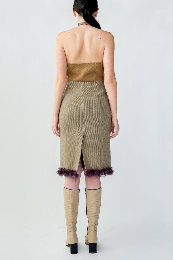 Vintage Miu Miu Wool Halter Dress - Camel | Garmentory