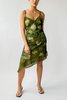 Vintage Asymmetrical Dress - Moss Flower Print - Thumbnail 2