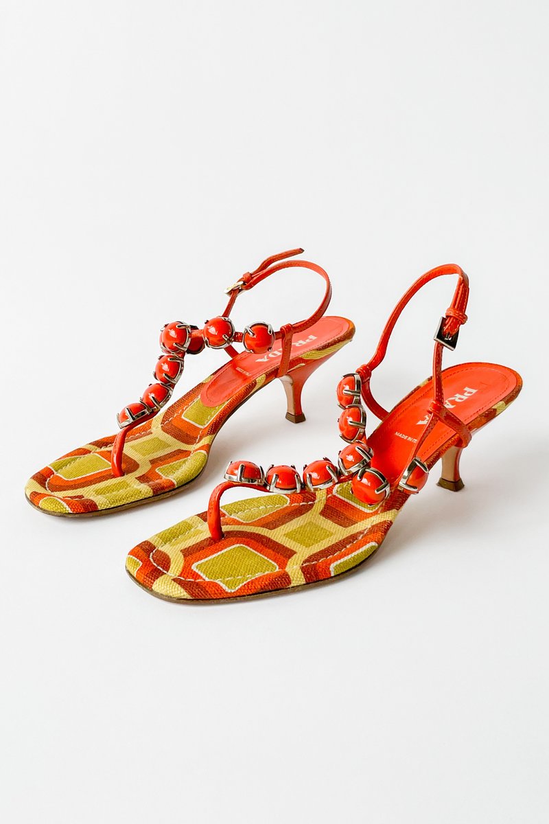 Vintage Prada Beaded Thong Sandals