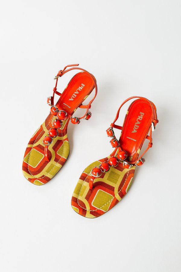 Vintage Prada Beaded Thong Sandals