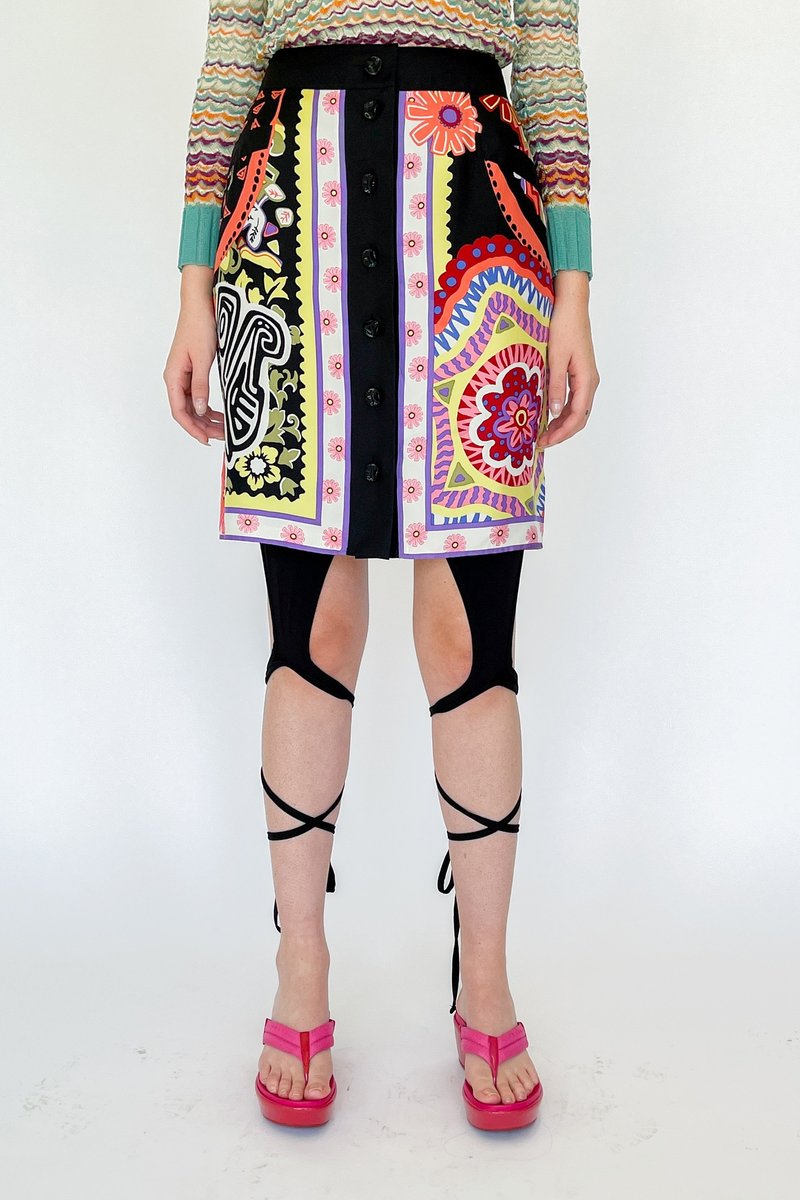 Vintage Silk Skirt - Flower Print