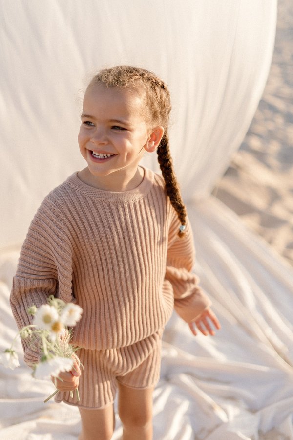 Kids Illoura the Label Essential Rib Knit Pullover - Strawberry Kids Illoura the Label Essential Rib Knit Pullover - Strawberry