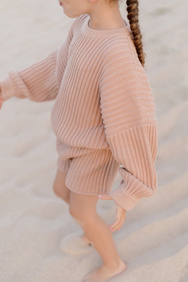 Kids Illoura the Label Essential Rib Knit Pullover - Strawberry Kids Illoura the Label Essential Rib Knit Pullover - Strawberry