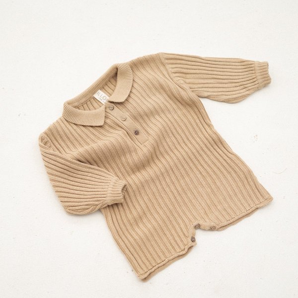 Kids Illoura the Label Essential Rib Knit Romper - Caramel Kids Illoura the Label Essential Rib Knit Romper - Caramel