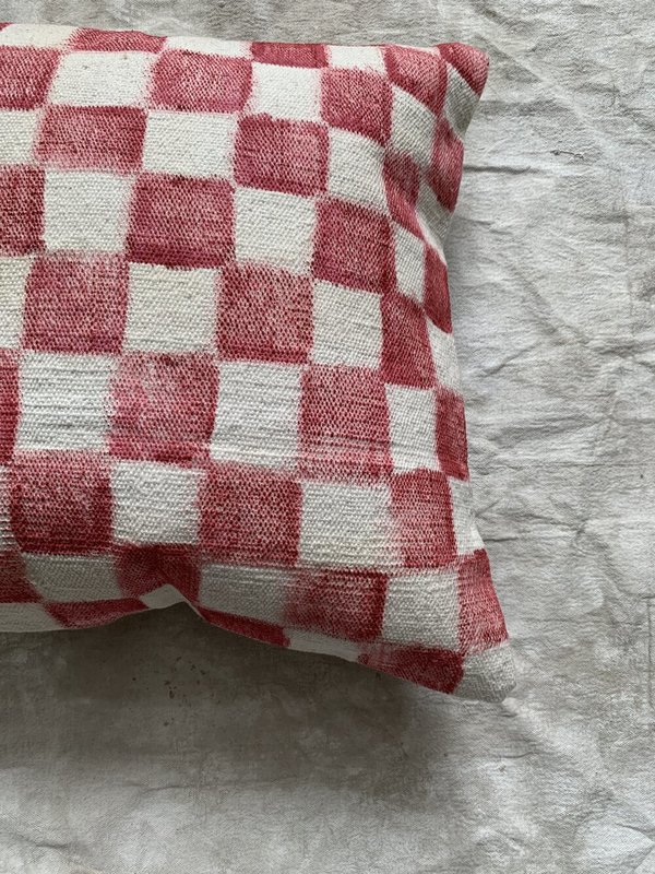 Cuttalossa & Co. Hand painted Checkered Large Throw Pillow - Brick Cuttalossa & Co. Hand painted Checkered Large Throw Pillow - Brick