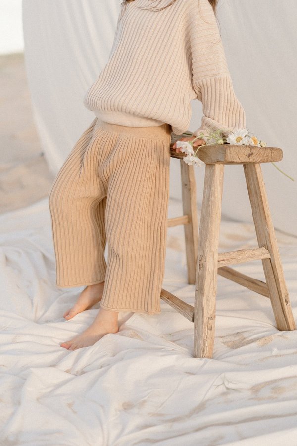 kids unisex Illoura the Label Essential Rib Knit Pant - Caramel kids unisex Illoura the Label Essential Rib Knit Pant - Caramel