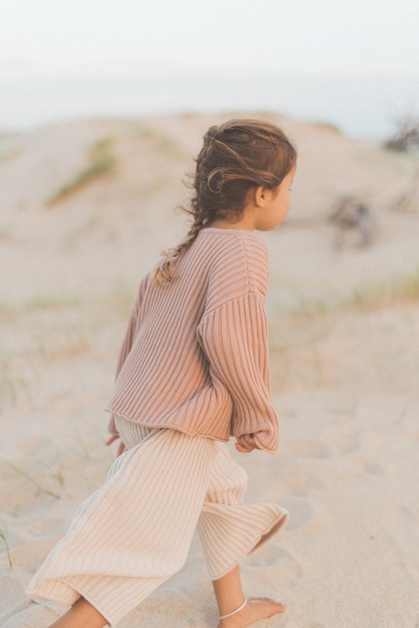 kids unisex Illoura the Label Essential Rib Knit Pant - Biscuit kids unisex Illoura the Label Essential Rib Knit Pant - Biscuit