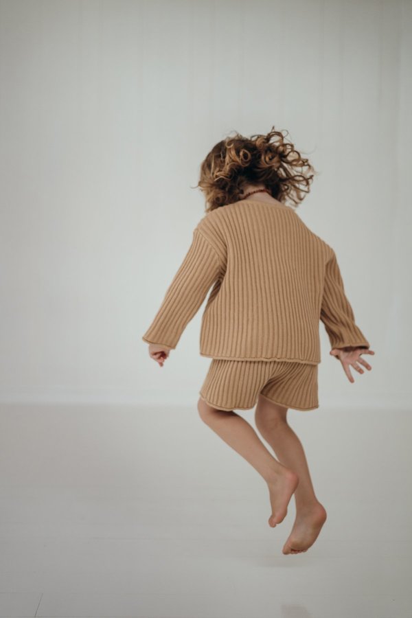 kids unisex Illoura the Label Essential Rib Knit Shorts - Caramel kids unisex Illoura the Label Essential Rib Knit Shorts - Caramel