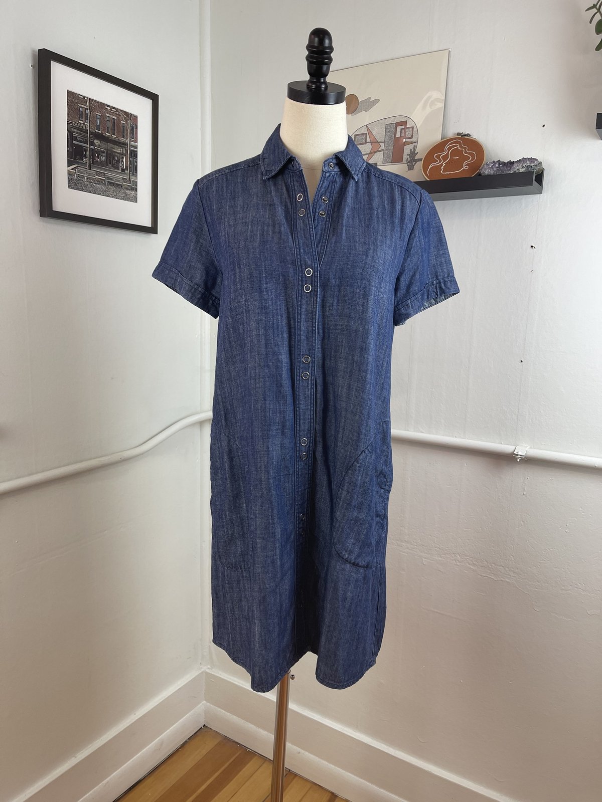 denim short sleeve tunic dress Women's Midi Denim Dress Summer Short Sleeve Button Down Casual Loose Long Tunic Jean Shirt Dress
