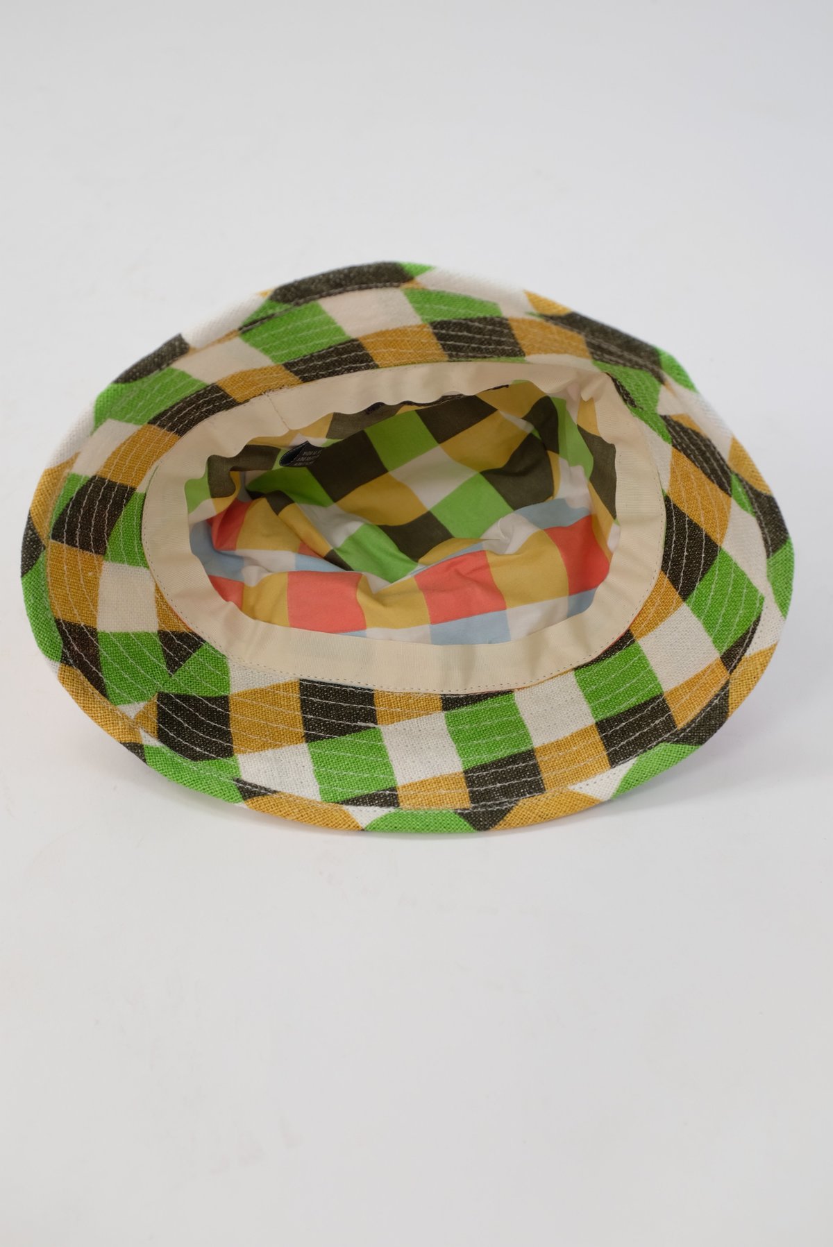 Épice Checkered Linen Bucket Hat - grass | Garmentory display picture 1