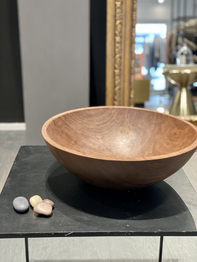 CLEMENTINE'S Black Walnut Round Wooden Bowl