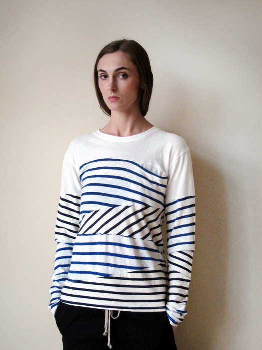 Unisex Kapital Border Jersey Slash Patchwork T Unisex Kapital Border Jersey Slash Patchwork T