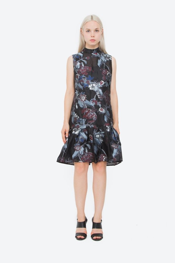 sachin and babi light blue dress Embroidered Prose Button Dropwaist Dress