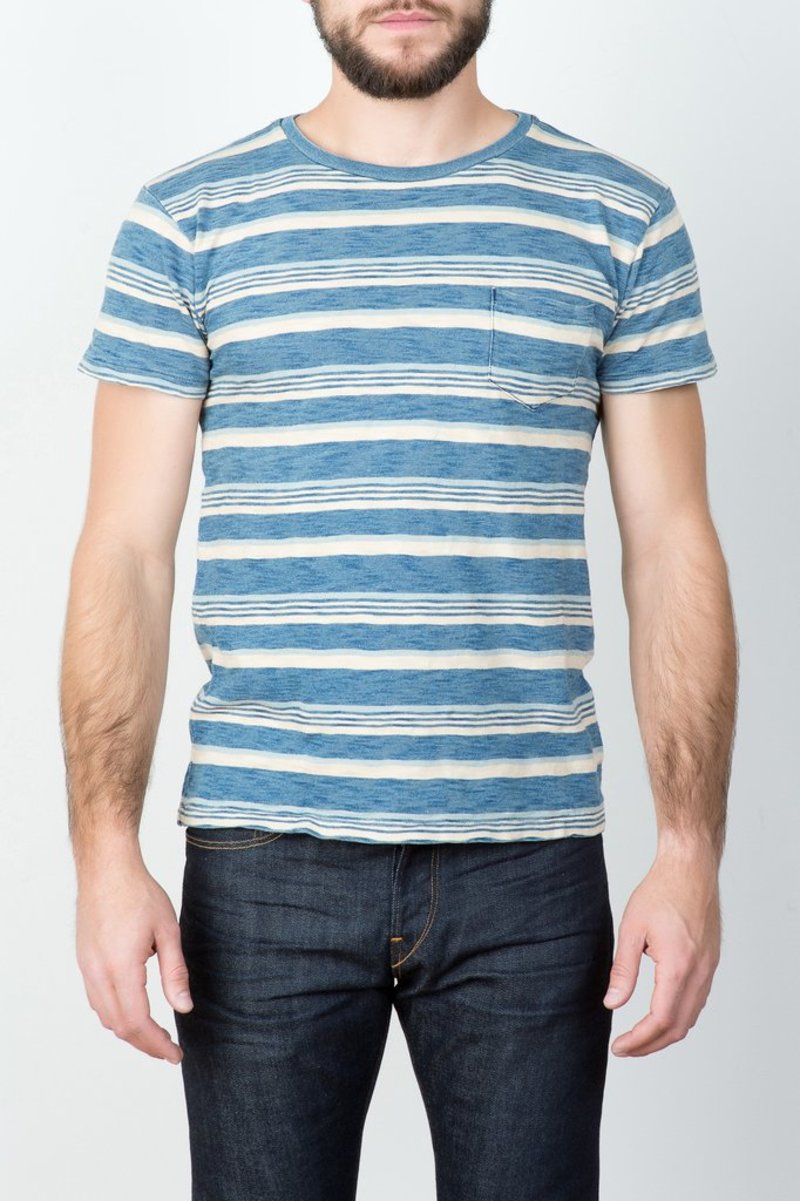 RRL Indigo Striped Pocket Tee | Garmentory