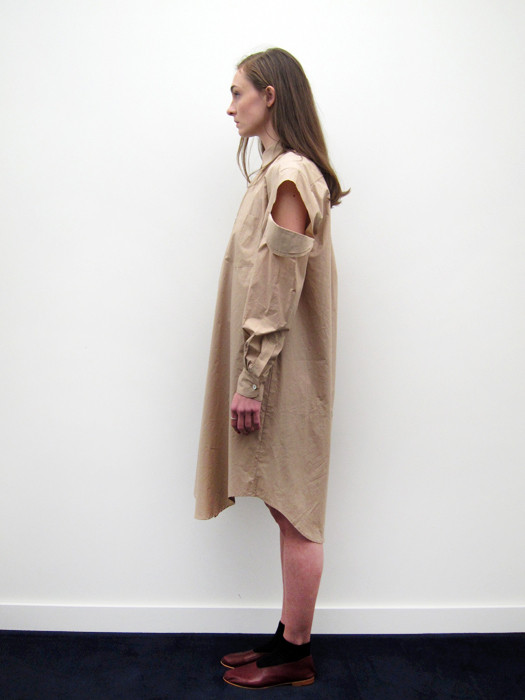 Nancy Stella Soto Button Up Shirtdress with Cut Sleeves, Bare Nancy Stella Soto Button Up Shirtdress with Cut Sleeves, Bare