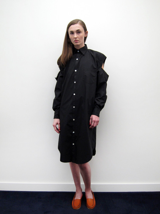 Nancy Stella Soto Button Up Shirtdress with Cut Sleeves, Black Nancy Stella Soto Button Up Shirtdress with Cut Sleeves, Black