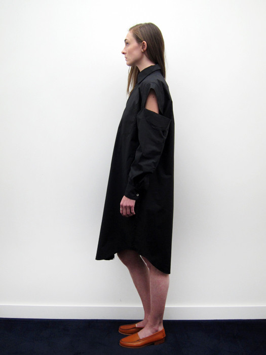 Nancy Stella Soto Button Up Shirtdress with Cut Sleeves, Black Nancy Stella Soto Button Up Shirtdress with Cut Sleeves, Black