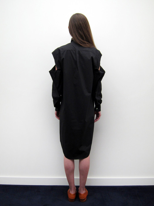 Nancy Stella Soto Button Up Shirtdress with Cut Sleeves, Black Nancy Stella Soto Button Up Shirtdress with Cut Sleeves, Black