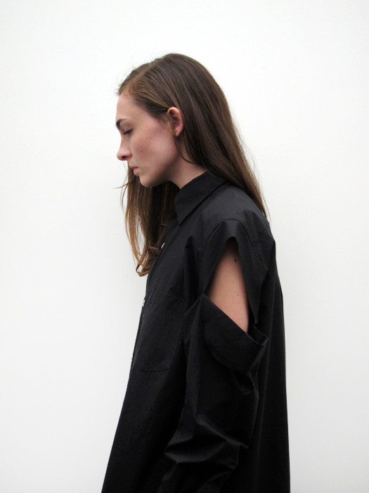 Nancy Stella Soto Button Up Shirtdress with Cut Sleeves, Black Nancy Stella Soto Button Up Shirtdress with Cut Sleeves, Black