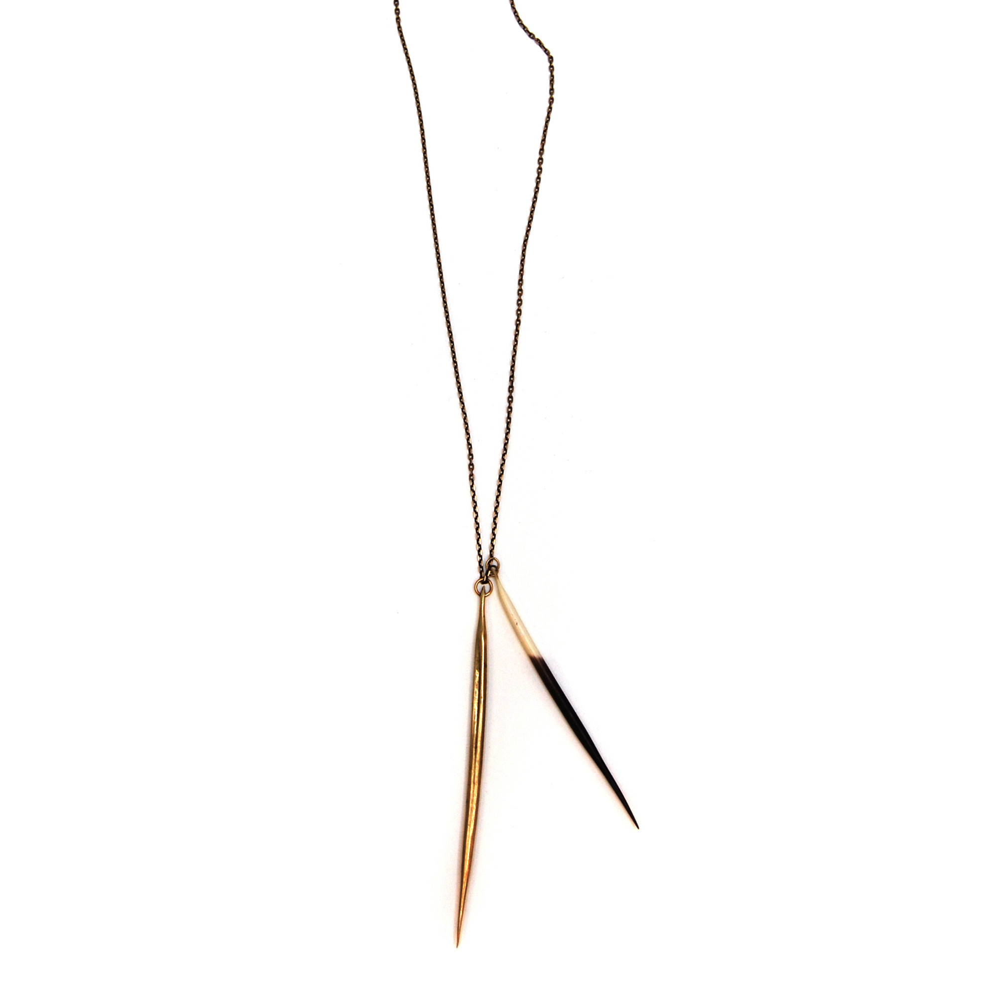 K/LLER COLLECTION Porcupine Quill and Brass Quill Necklace Garmentory