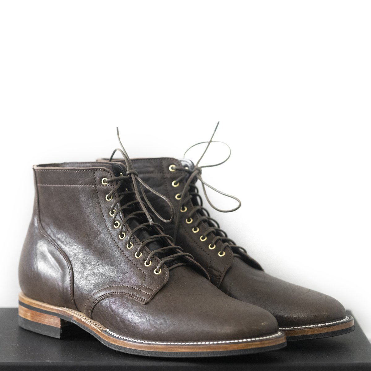 Viberg Dark Brown Washed Horsehide Service Boot 2030 Last Garmentory