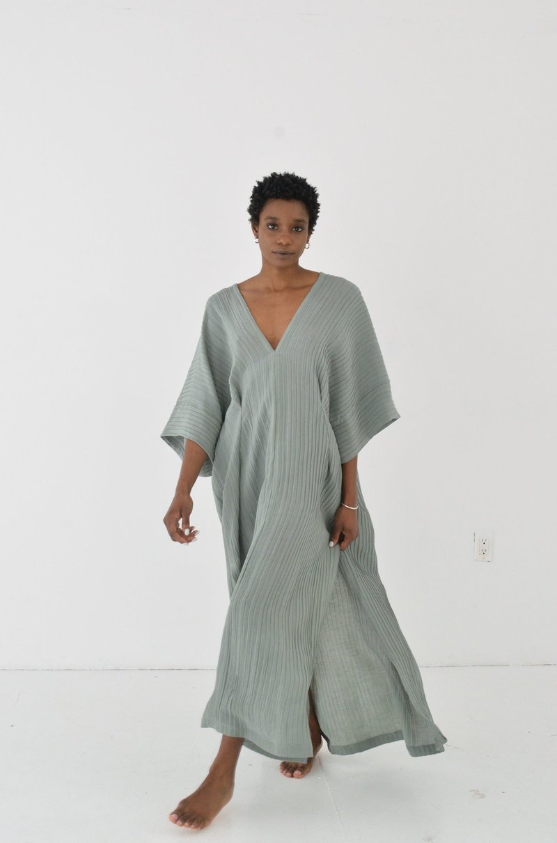 MAMENE Silk Crinkle Throw-on Dress - Agave Green | Garmentory