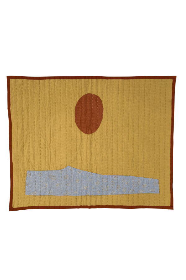 kids Vanessa Chow Ocean Pacific West Embroidered Shells blanket - Mustard/Burnt Orange