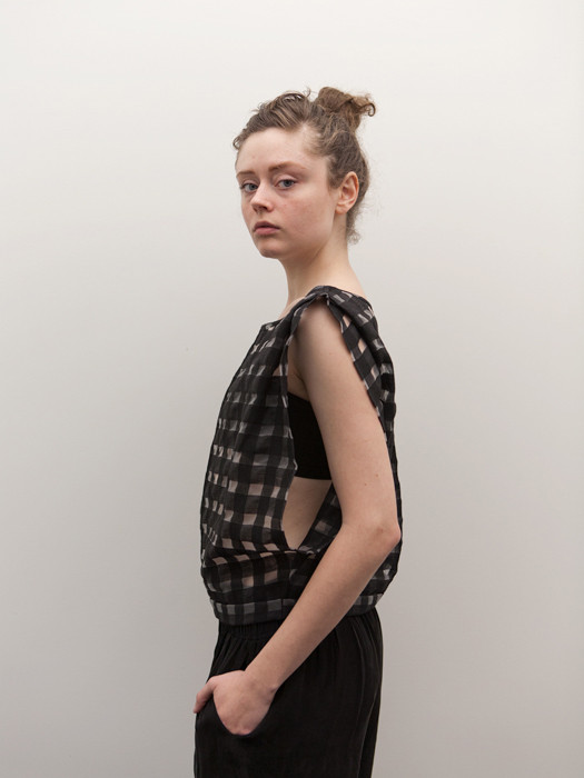 Houseline Crosshatch Top, Black Houseline Crosshatch Top, Black