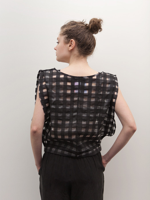Houseline Crosshatch Top, Black Houseline Crosshatch Top, Black