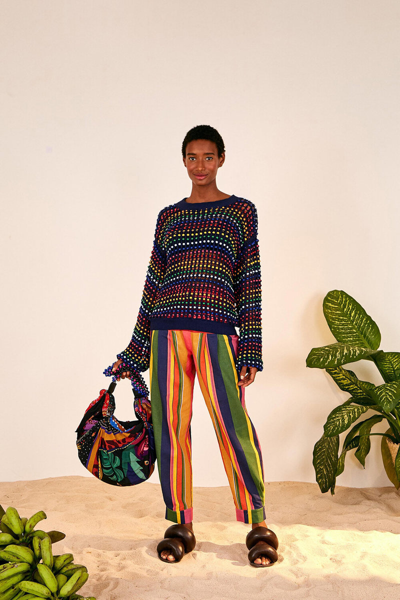 Farm Rio Beaded Crochet Sweater - multi | Garmentory