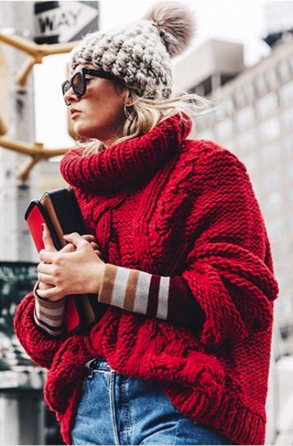 Mischa Lampert store color block + blush xl pom beanie - white/marble