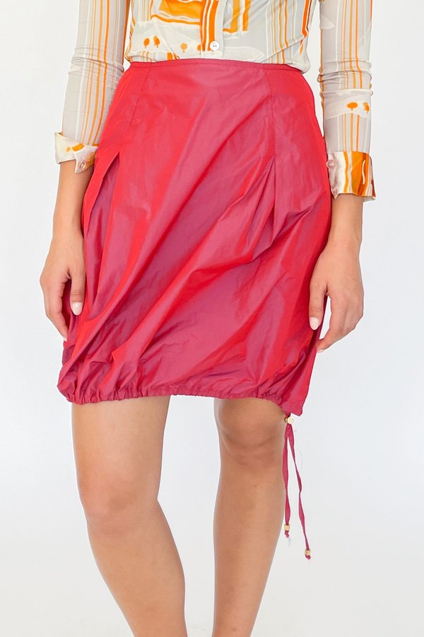 Vintage Iridescent Drawstring Skirt - Berry Vintage Iridescent Drawstring Skirt - Berry