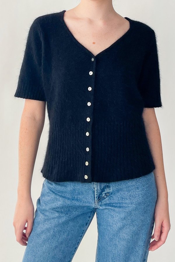 Vintage Angora Cardigan Sweater - Black Vintage Angora Cardigan Sweater - Black