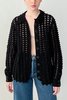 Vintage Crochet Bishop Sleeve Cardigan - Black - Thumbnail 1