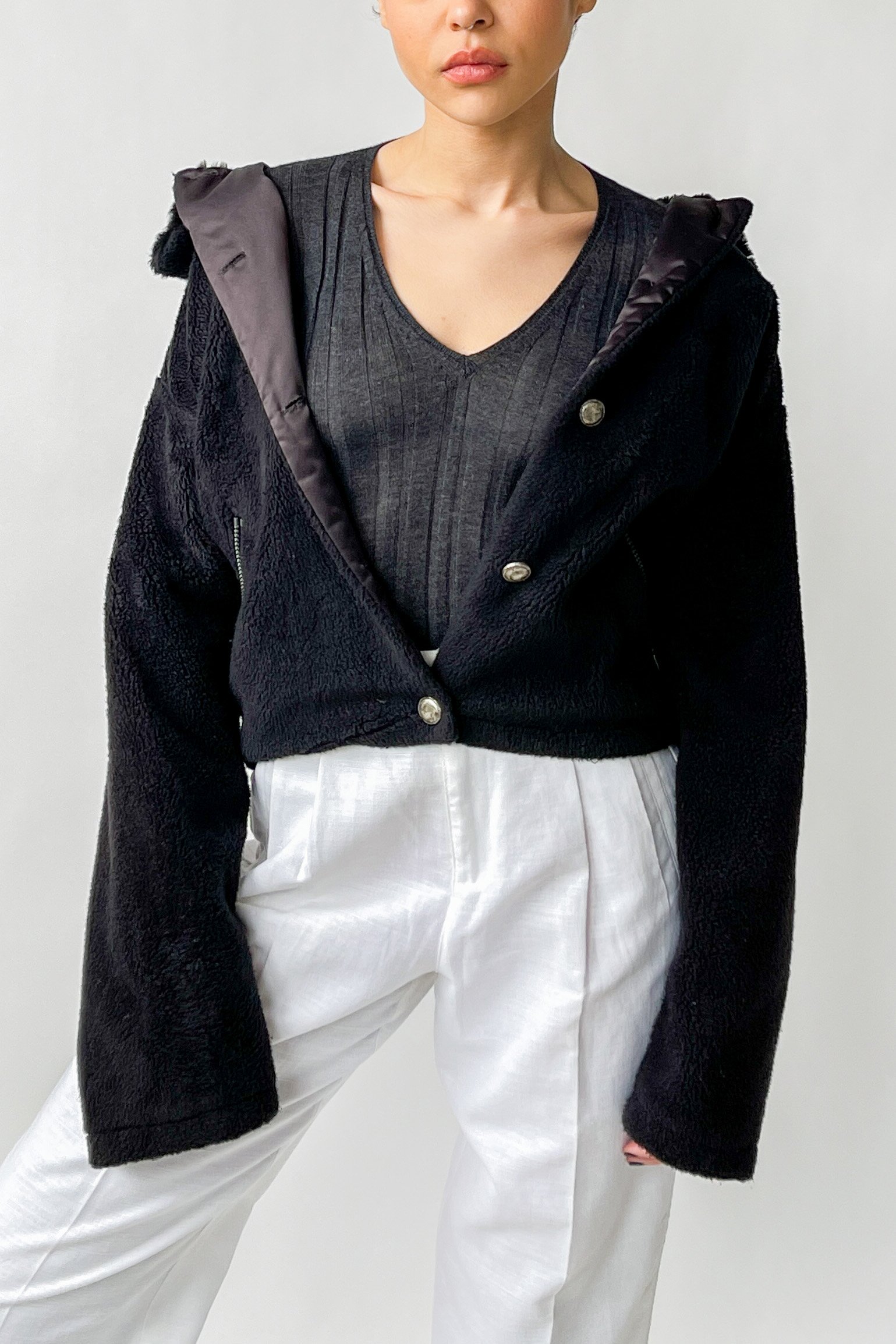 fuzzy cropped jacket