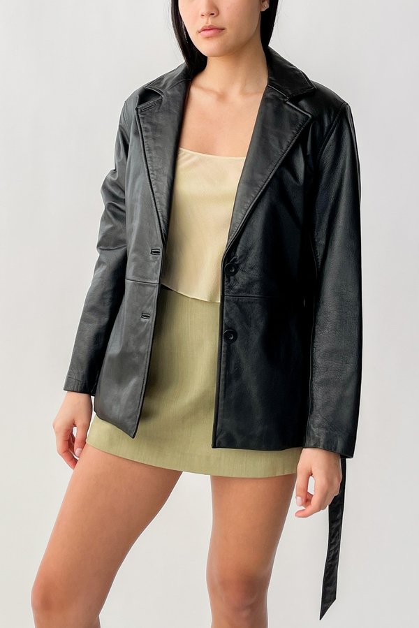 Vintage Leather Wrap Jacket - Black Vintage Leather Wrap Jacket - Black