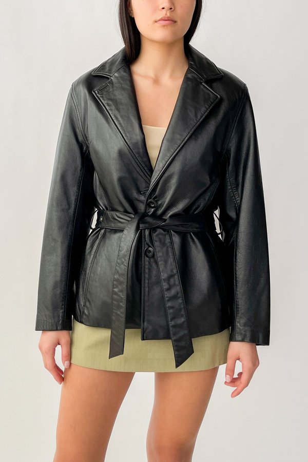 Vintage Leather Wrap Jacket - Black Vintage Leather Wrap Jacket - Black